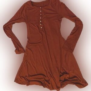 Stretchy Henley Long Sleeved Mini Dress